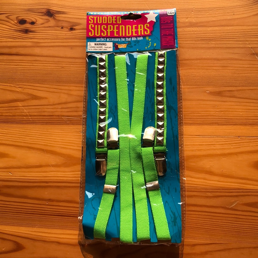 Studded green suspenders
